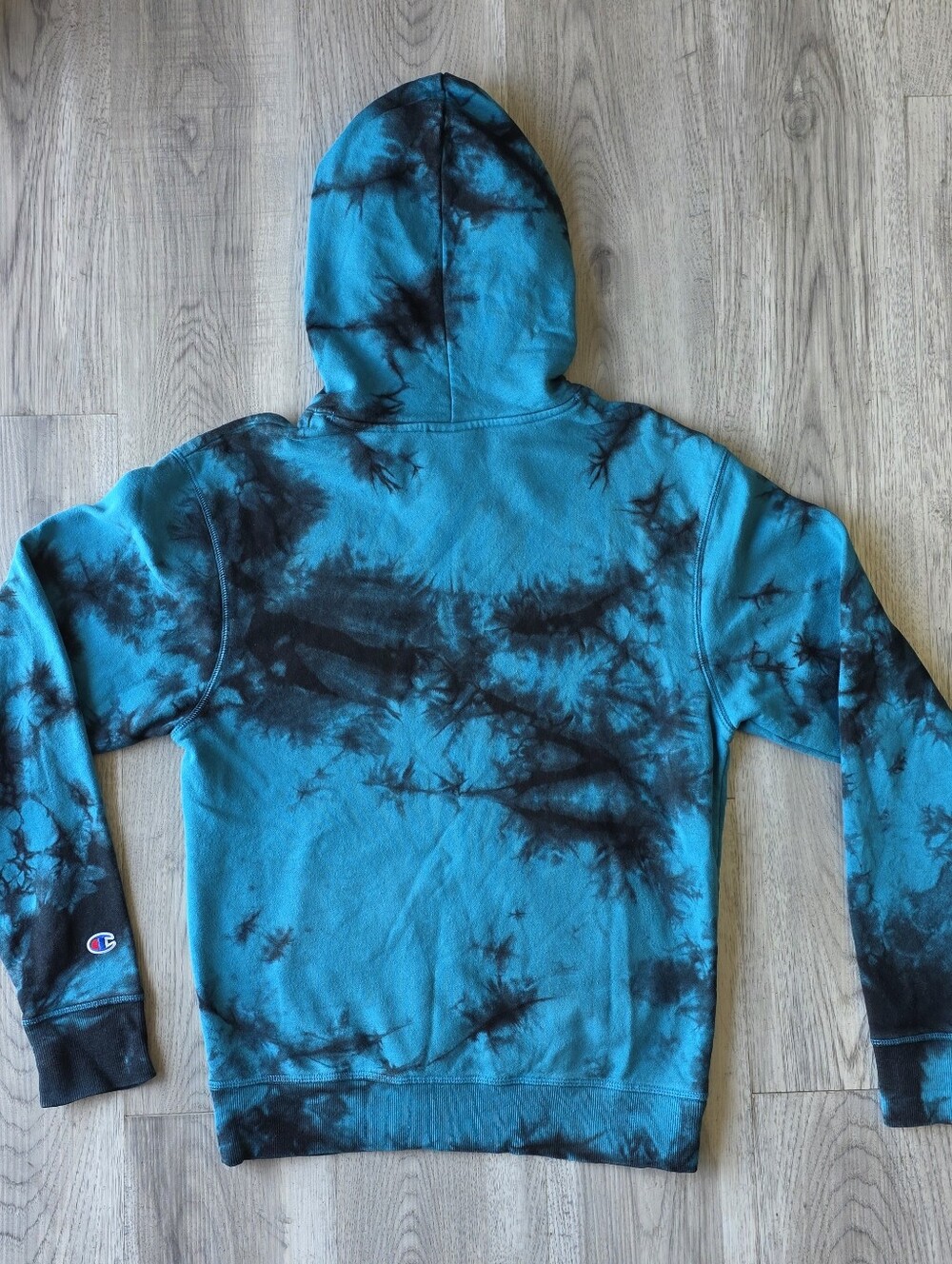 Champion Blue & Black Tie-Dye Hoodie, Small - Picture 2 of 11